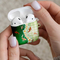 Hawaii And Japan AirPods Case Plumeria Lei With Koi Fish Green - Polynesian Pride