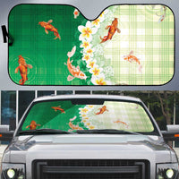 Hawaii And Japan Auto Sun Shade Plumeria Lei With Koi Fish Green - Polynesian Pride