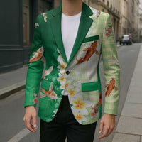 Hawaii And Japan Blazer Plumeria Lei With Koi Fish Green - Polynesian Pride