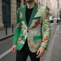 Hawaii And Japan Blazer Plumeria Lei With Koi Fish Green - Polynesian Pride