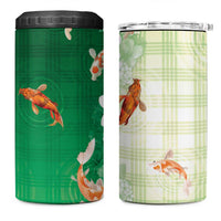 Hawaii And Japan 4 in 1 Can Cooler Tumbler Plumeria Lei With Koi Fish Green - Polynesian Pride