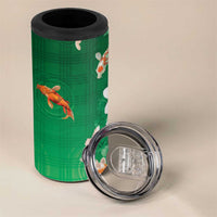 Hawaii And Japan 4 in 1 Can Cooler Tumbler Plumeria Lei With Koi Fish Green - Polynesian Pride