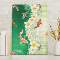 Hawaii And Japan Canvas Wall Art Plumeria Lei With Koi Fish Green - Polynesian Pride