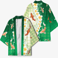 Hawaii And Japan Kimono Plumeria Lei With Koi Fish Green - Polynesian Pride