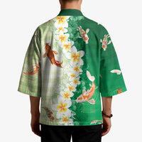 Hawaii And Japan Kimono Plumeria Lei With Koi Fish Green - Polynesian Pride