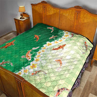 Hawaii And Japan Quilt Plumeria Lei With Koi Fish Green - Polynesian Pride