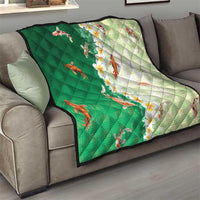 Hawaii And Japan Quilt Plumeria Lei With Koi Fish Green - Polynesian Pride