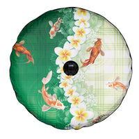 Hawaii And Japan Spare Tire Cover Plumeria Lei With Koi Fish Green - Polynesian Pride