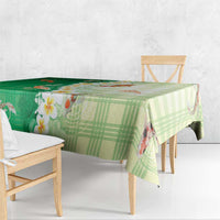 Hawaii And Japan Tablecloth Plumeria Lei With Koi Fish Green - Polynesian Pride