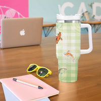 Hawaii And Japan Tumbler With Handle Plumeria Lei With Koi Fish Green - Polynesian Pride