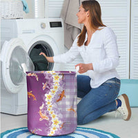 Hawaii And Japan Laundry Basket Plumeria Lei With Koi Fish Purple - Polynesian Pride