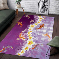 Hawaii And Japan Area Rug Plumeria Lei With Koi Fish Purple - Polynesian Pride
