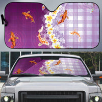 Hawaii And Japan Auto Sun Shade Plumeria Lei With Koi Fish Purple - Polynesian Pride