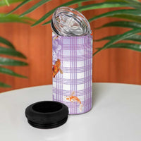 Hawaii And Japan 4 in 1 Can Cooler Tumbler Plumeria Lei With Koi Fish Purple - Polynesian Pride