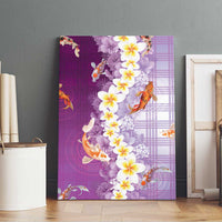 Hawaii And Japan Canvas Wall Art Plumeria Lei With Koi Fish Purple - Polynesian Pride