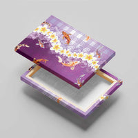 Hawaii And Japan Canvas Wall Art Plumeria Lei With Koi Fish Purple - Polynesian Pride