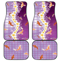 Hawaii And Japan Car Mats Plumeria Lei With Koi Fish Purple - Polynesian Pride