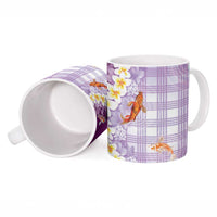 Hawaii And Japan Ceramic Mug Plumeria Lei With Koi Fish Purple - Polynesian Pride