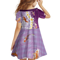 Hawaii And Japan Family Matching Tank Maxi Dress and Hawaiian Shirt Plumeria Lei With Koi Fish Purple LT05 - Polynesian Pride