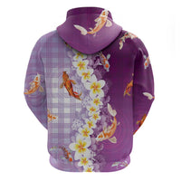 Hawaii And Japan Hoodie Plumeria Lei With Koi Fish Purple LT05 - Polynesian Pride