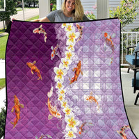 Hawaii And Japan Quilt Plumeria Lei With Koi Fish Purple - Polynesian Pride