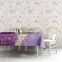 Hawaii And Japan Tablecloth Plumeria Lei With Koi Fish Purple - Polynesian Pride