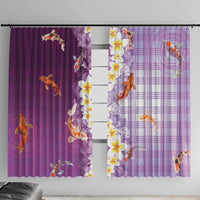 Hawaii And Japan Window Curtain Plumeria Lei With Koi Fish Purple - Polynesian Pride