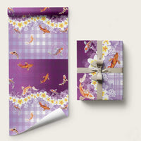 Hawaii And Japan Wrapping Paper Plumeria Lei With Koi Fish Purple