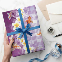 Hawaii And Japan Wrapping Paper Plumeria Lei With Koi Fish Purple