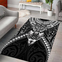 New Zealand Morepork Area Rug Maori Pattern Black