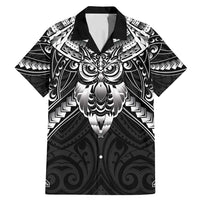 New Zealand Morepork Family Matching Mermaid Dress and Hawaiian Shirt Maori Pattern Black
