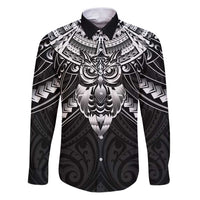 New Zealand Morepork Family Matching Puletasi and Hawaiian Shirt Maori Pattern Black