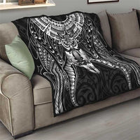 New Zealand Morepork Quilt Maori Pattern Black LT05 - Polynesian Pride