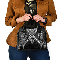 New Zealand Morepork Shoulder Handbag Maori Pattern Black