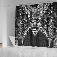 New Zealand Morepork Shower Curtain Maori Pattern Black LT05 - Polynesian Pride
