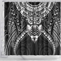 New Zealand Morepork Shower Curtain Maori Pattern Black LT05 - Polynesian Pride