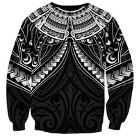 New Zealand Morepork Sweatshirt Maori Pattern Black LT05 - Polynesian Pride