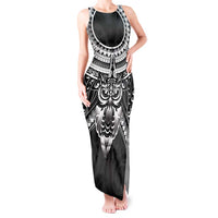 New Zealand Morepork Tank Maxi Dress Maori Pattern Black