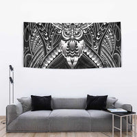 New Zealand Morepork Tapestry Maori Pattern Black