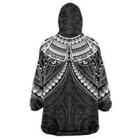 New Zealand Morepork Wearable Blanket Hoodie Maori Pattern Black
