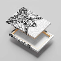 New Zealand Morepork Canvas Wall Art Maori Pattern White