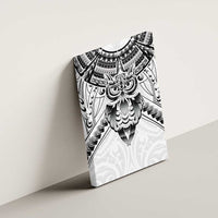 New Zealand Morepork Canvas Wall Art Maori Pattern White