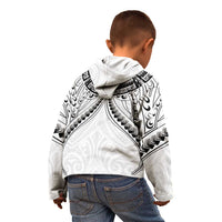 New Zealand Morepork Kid Hoodie Maori Pattern White