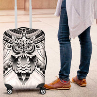 New Zealand Morepork Luggage Cover Maori Pattern White
