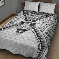 New Zealand Morepork Quilt Bed Set Maori Pattern White