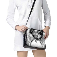 New Zealand Morepork Shoulder Handbag Maori Pattern White