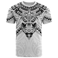 New Zealand Morepork T Shirt Maori Pattern White