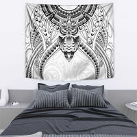 New Zealand Morepork Tapestry Maori Pattern White