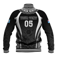 Custom Fiji Rugby Baseball Jacket Fijian Warrior Black