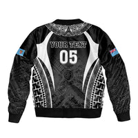 Custom Fiji Rugby Bomber Jacket Fijian Warrior Black